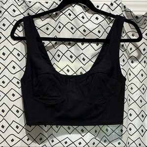 Fabletics Black Contour Stitch Bra Top M